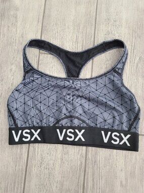 Victoria's Secret VSX Sport Racerback Sports Bra Gray Black Size Large